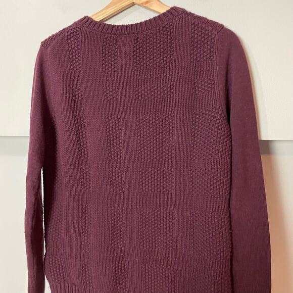 Barbour Etal Crew Sweater Wool & Cashmere Cable Knit Purple Women’s SZ 12 EUC - Picture 9 of 9